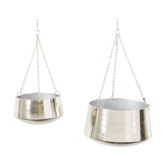 Silver Metal Glam Planter Set, 5" & 7"